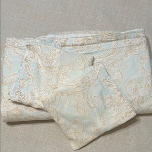 Biltmore Duvet Cover King Cream/Blue with two Pillow Shams Shabby Chic Linen